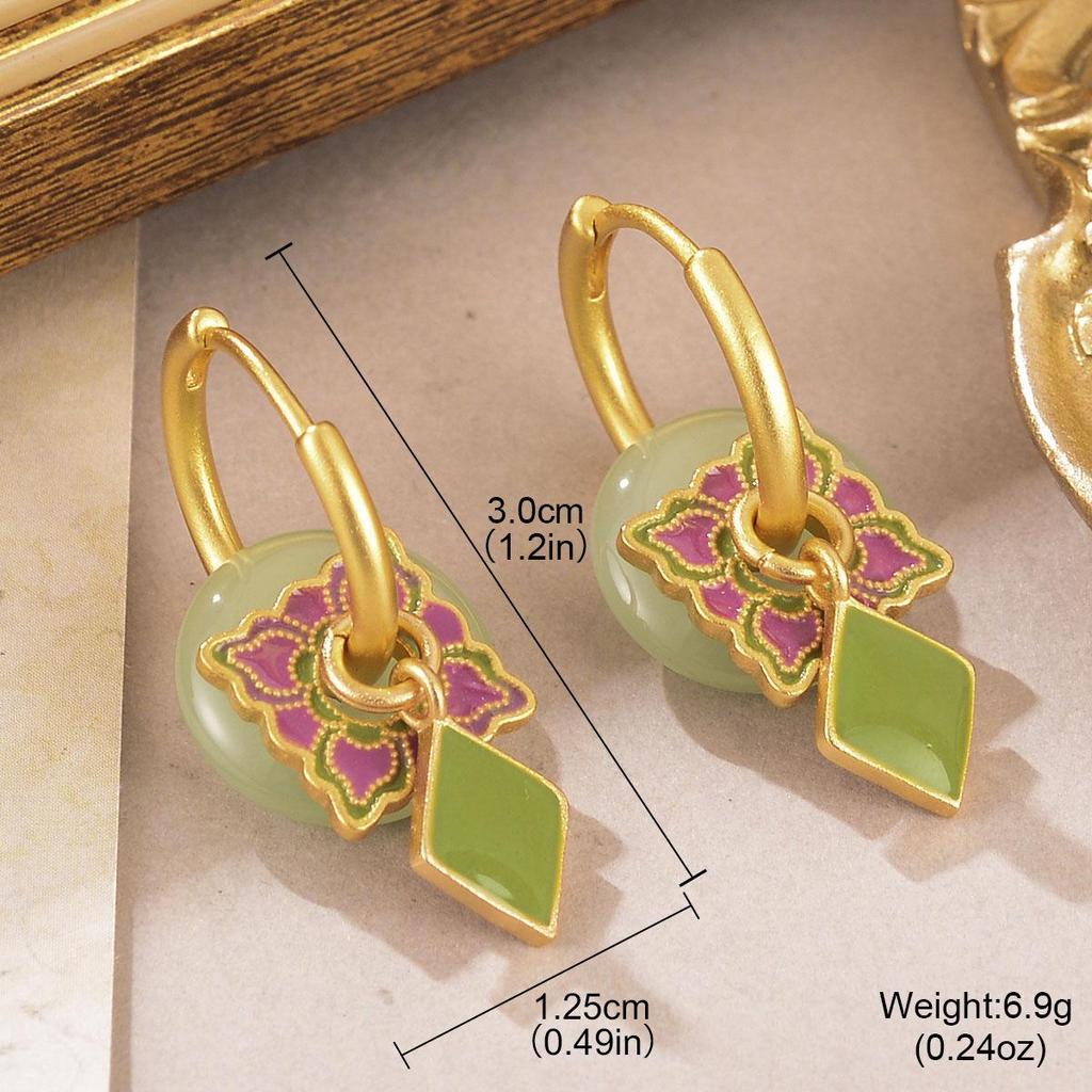 2024 Luxury Enamel Drip Oil Flower Ear Cuffs: Versatile Modern Chinese Style Women's Earrings