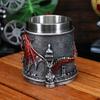 Винтажная кружка с драконом в виде замка, расписанная вручную, из смолы, нержавеющая сталь, пивная кружка, чашка для кофе и чая, креативный дизайн, украшение для бара(емкость 450 мл)