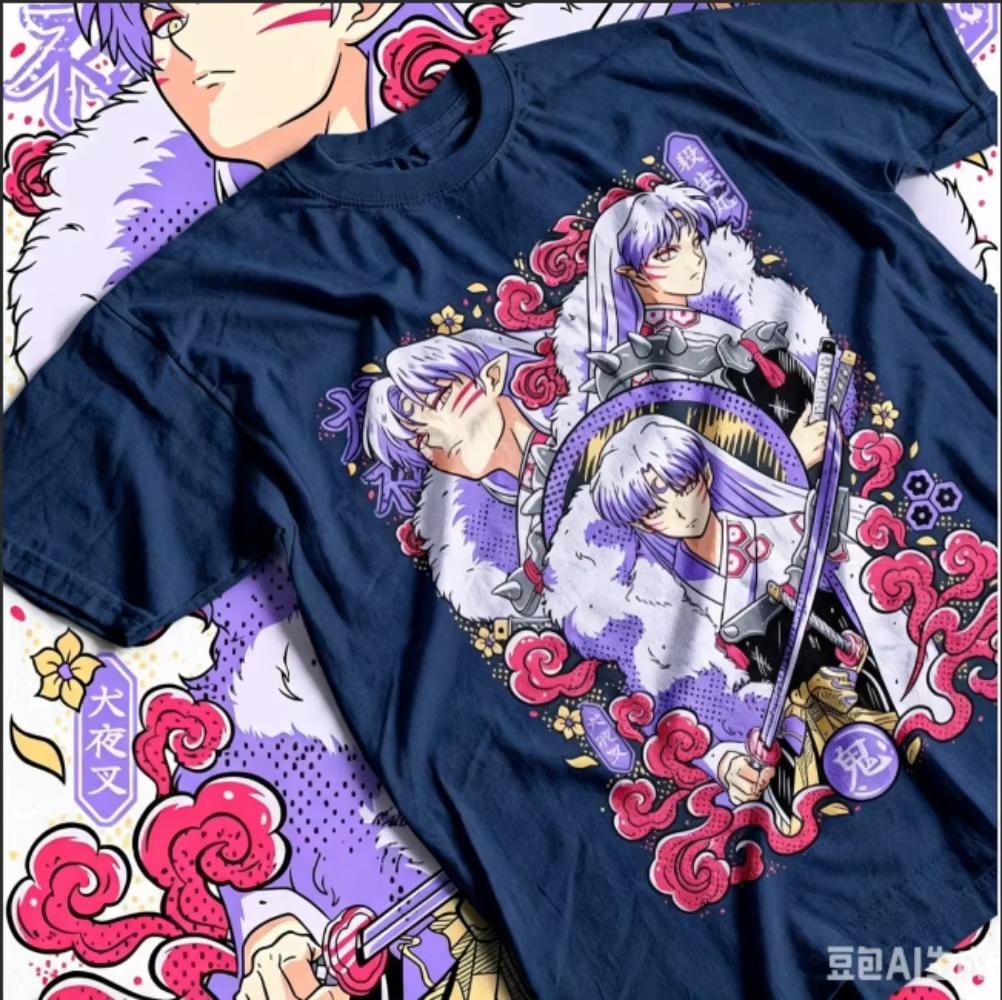 2026 New Summer Anime Inuyasha Sesshomaru Graphic‑Print Unisex T‑Shirt, Loose‑Fit Y2K‑Style Soft T-shirt