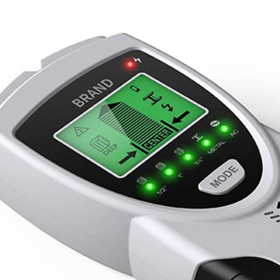 Настенный детектор 5 в 1. Поиск шпилек с обнаружением проводов под напряжением переменного тока. Дисплей с подсветкой. 5 режимов. 3 глубины. Металлический деревянный кабельный трекер.