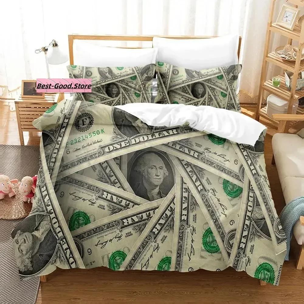 Постельное белье Dolar Single Twin Ful Quen King-Sized Размеры Размеры Комплект постельного белья Взрослый Детская спальня Комплекты пододеяльников 3D печать Деньги Комплект простыней