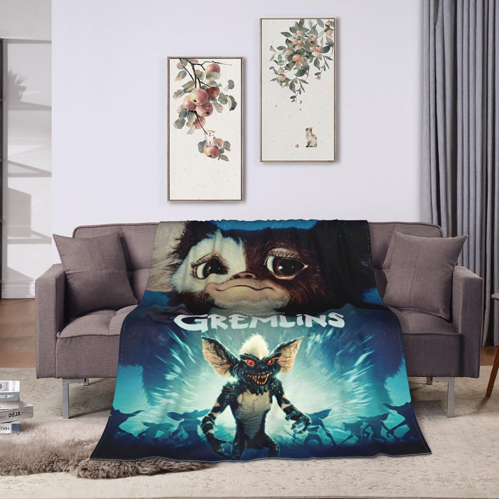 Gizmo Mogwai Monster Gremlins Blankets Camping Flannel Throw Blanket For Outdoor Soft Custom Quality Bedspread Gift Idea