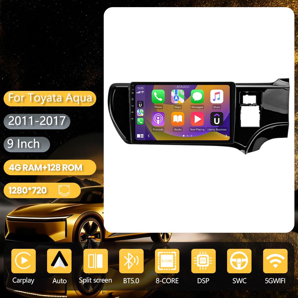 Android 16 pour Toyota Aqua 2011 - 2017, Carplay Auto, écran 2K, autoradio multimédia, autoradio stéréo 2 din, Plug and Play