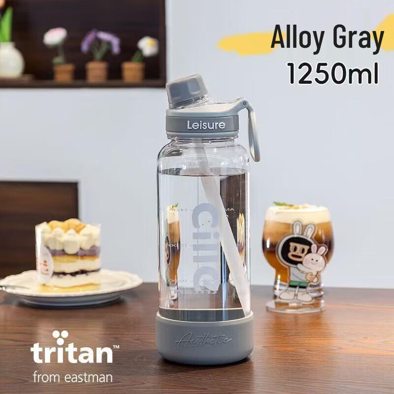 cille Спортивная бутылка Tritan с трубочкой, 1,25 л