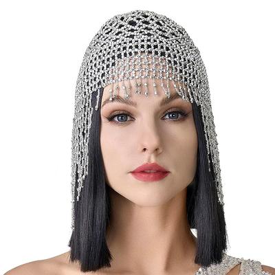 Золотая/серебряная бисерная шляпа ручной работы, цепочка на голову, красивые женские шиньоны для выступлений