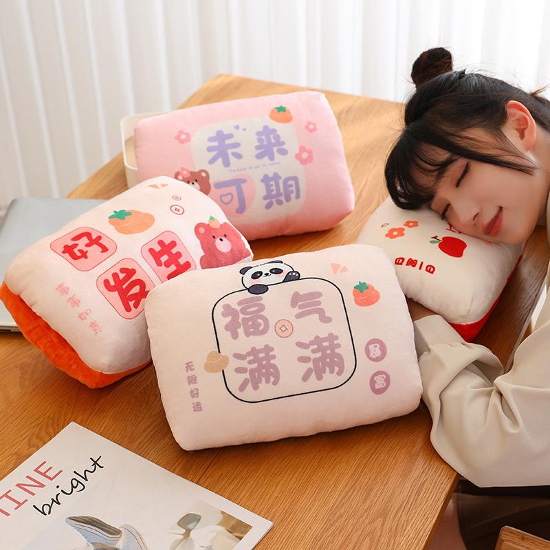 Student Autumn And Winter Dual-Purpose Hand Warmer Throw Pillow Hand Warmer Cover Can Be Inserted Into The Pillow Office Plush Lunch Break Pillow