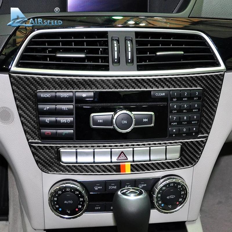 Airspeed для Mercedes Benz C Class W204 Аксессуары 2010-2013 Карбоновый салон автомобиля Центральная консоль Панель Крышка Отделка
