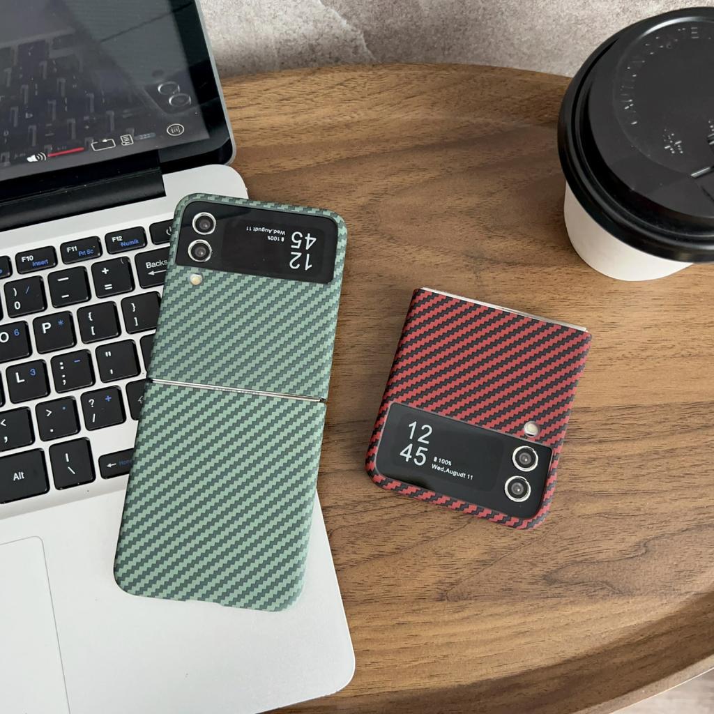 For Samsung Galaxy Z Flip5 5G Magnetic Case Carbon Fiber Texture Slim Shockproof PC Phone Cover