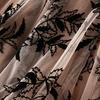 Women A-Line Skirt 3D Embroidered Leaf Print Double-Layered Mesh Tulle High Waist Midi Skirt