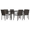 VidaXL Garden Dining Set 7 Pcs Cushions Wicker Steel 3186962