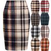 Women's Pencil Skirt, Plaid Skirt, High Waist, Tight Fitting, Knee Length, Mid Length Skirt
