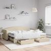 VidaXL Daybed with Trundle and Drawers Cream 90x200 Cm Fabric 3197246