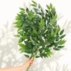 Plastic Artificial Eucalyptus Leaf Fake Flowers Willow Leaf Real Touch Green Grass  Home Decoration
