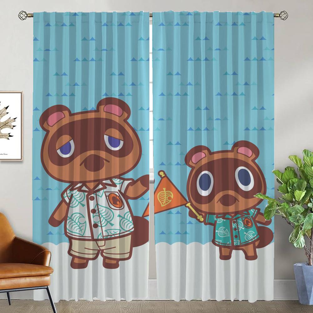 Шторы Animal Crossing для гостиной Тюль для спальни Домашние интерьерные шторы 2 штуки Шторы-тени Перегородка Кухня