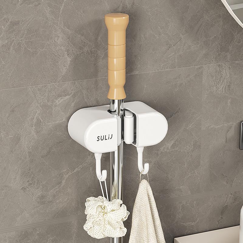 Настенный крючок без проколов: Крепкий держатель для швабры с клеевым слоем для хранения в ванной или на двери
