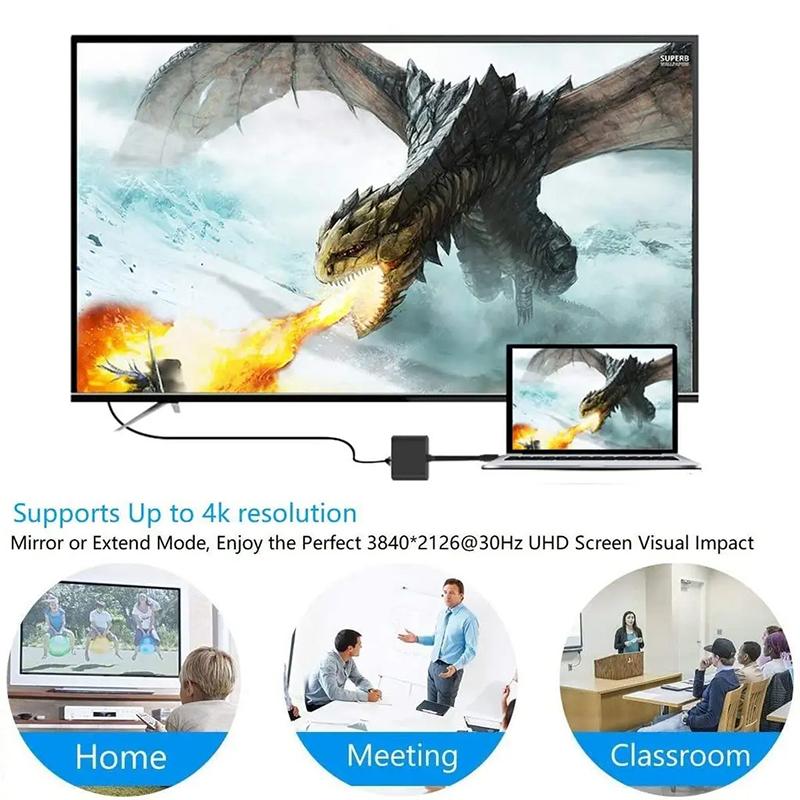 3 в 1 USB C - HDMI-совместимый адаптер USB 3.1 концентратор Type C зарядный конвертер для Samsung S23 Ultra Huawei Xiaomi ноутбук Macbook