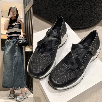 Кроссовки женские 2024 осень новые на толстой подошве на липучках с низким верхом повседневные одинарные туфли внешняя торговля большие размеры женская обувь