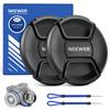 NEEWER 62mm Lens Cap Made of Inner and Cleaning Cloth Lens Protector Lens Compatible with Universal Cameras Set, 2-Piece Set, ABS, Waterproof,