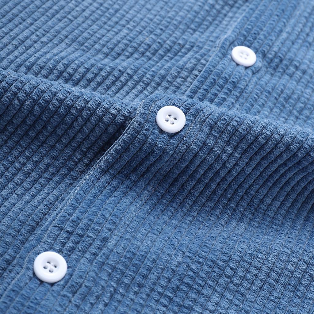 Мужские вельветовые рубашки с коротким рукавом, однотонные топы на пуговицах