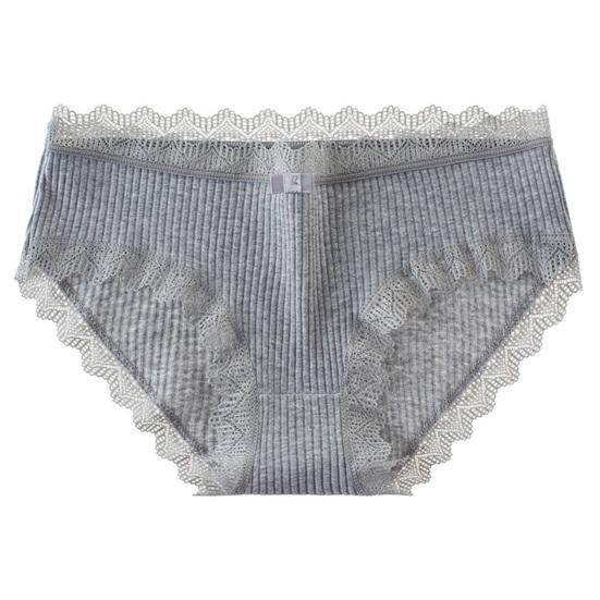Mid-rise Briefs Thin Breathable Lace Decor Panties for Inner Wear