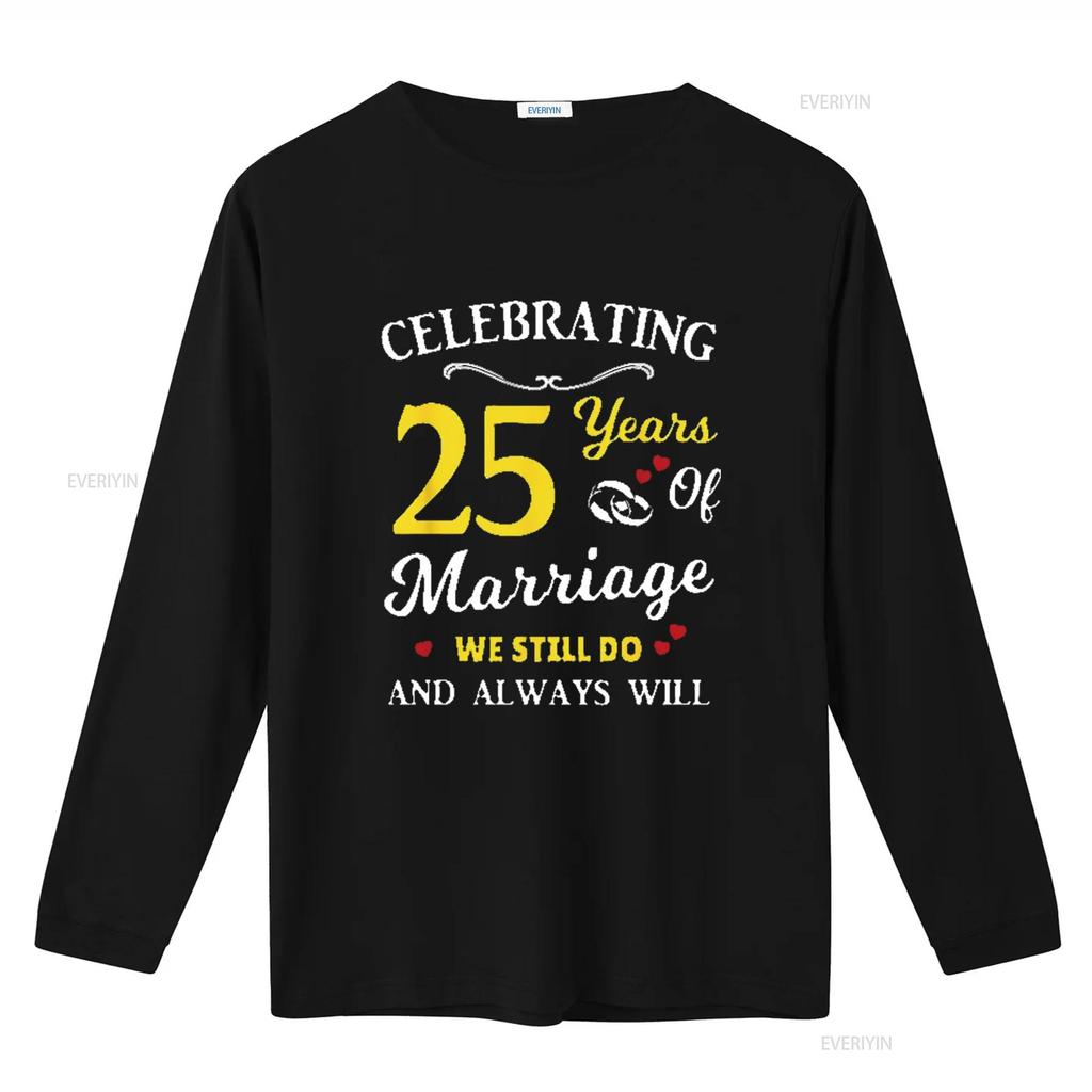 Mens 25th Year Wedding Anniversary T Shirt Black vintage Washed Slightly Breathable Stylish Unisex homme streetwear