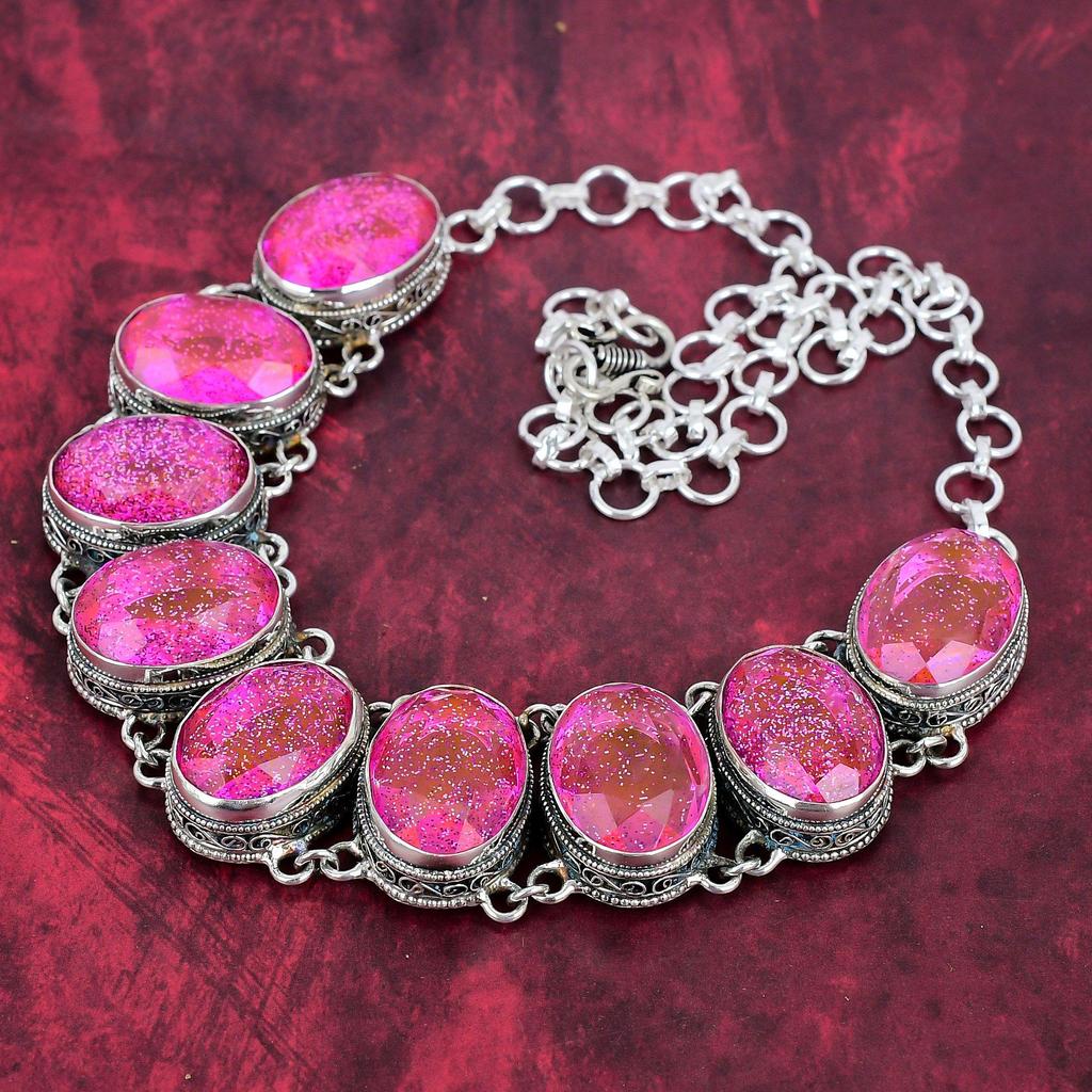 Pink Triplet Opal Necklace, 925 Solid Sterling Silver Gemstone Jewelry, Handmade Necklace, For Thanksgiving