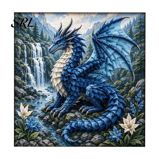 Fantasy Dragon Craft Set Fabric Poke Art Kit, Mythic DIY 3D Handmade Relief Wall Project, No-Sew Crafting Kit for Adults, Home Decor Theme