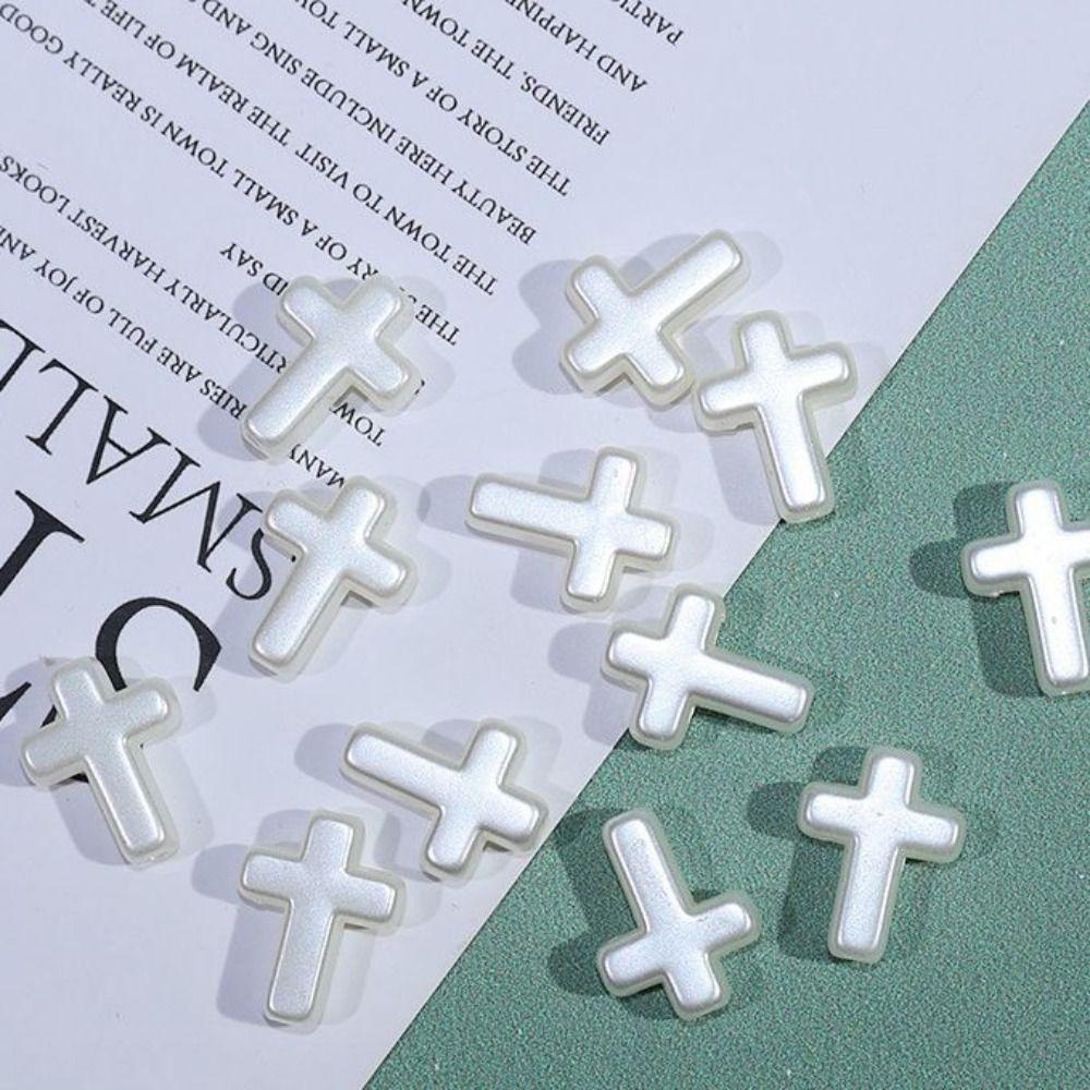 60pcs White Cross Loose Spacer Beads Handmade Bracelet Necklace Accessories Necklace