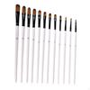 12pcs / Set Artist Painting Brush Set, Wooden Handle Acrylic Paint Nylon Art