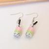 Creative Funny Three Layers Colored Bubble Milky Tea Pendant Earrings for Women Personality Drink Party Ear Zircon Girl Gift