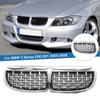 1 Paar Chrome Zilveren Auto Voorzijde Diamond Stijl Roosters Vervanging Racing Grills Onderdelen Voor Bmw 3 Serie 4 Deur E90 E91