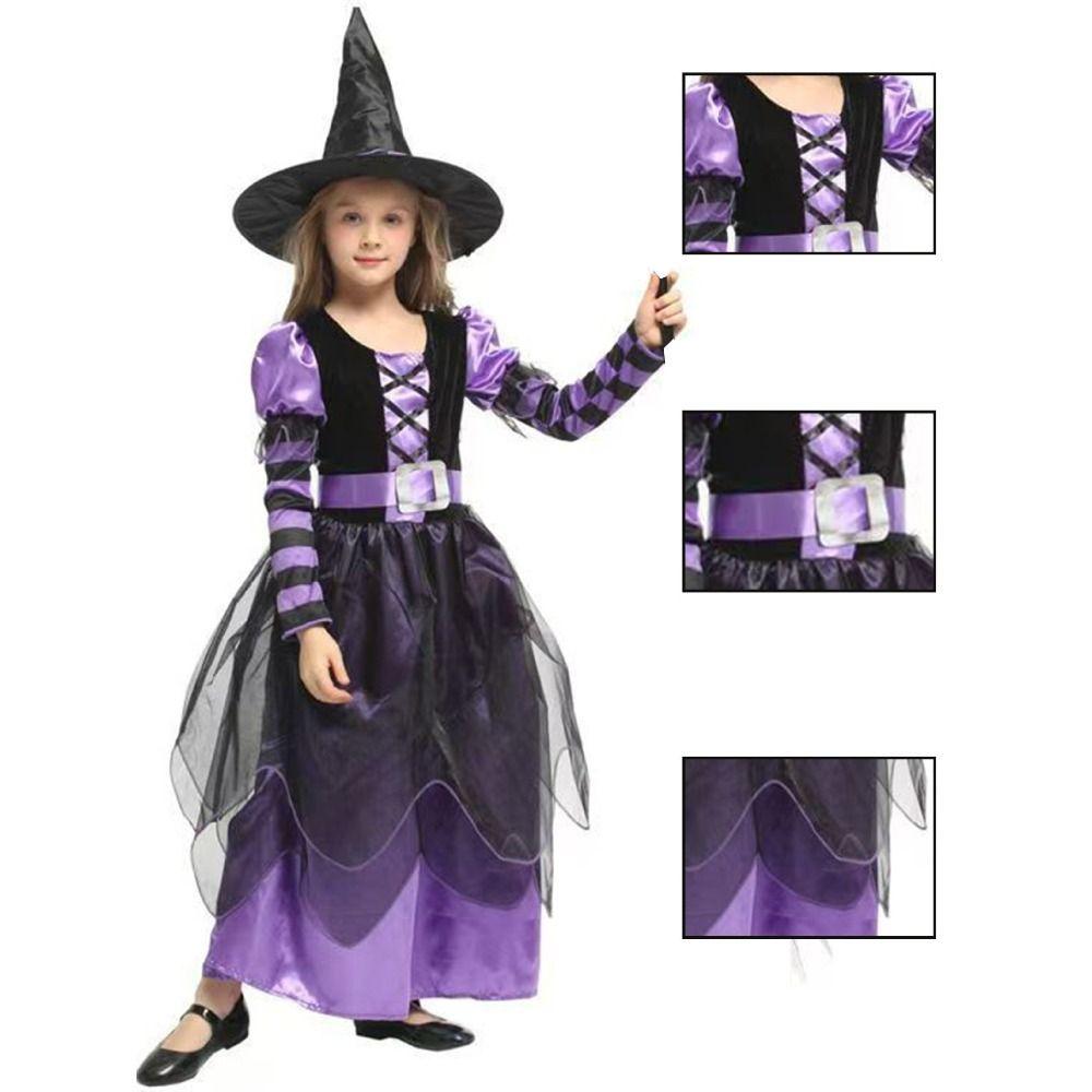With Hat Witch Costume Dress Makeup Ball Kids Cosplay Dress Halloween Costume Clothes For Toddlers