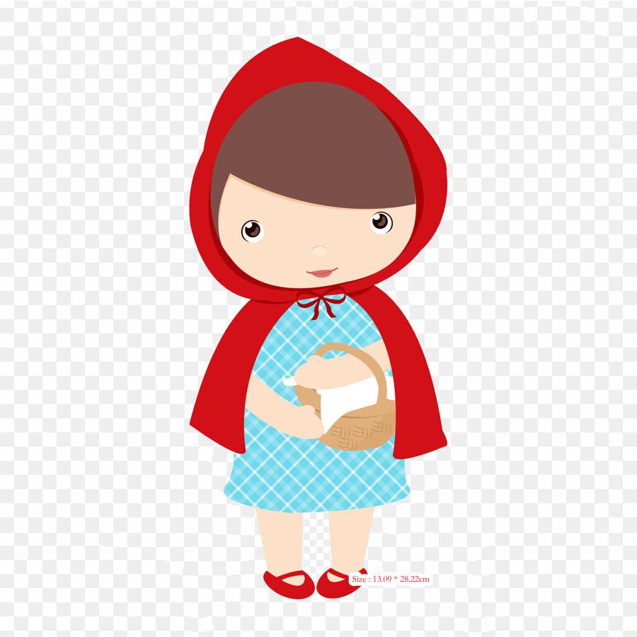 Little Red Riding Hood Transparent Little Red Riding Hood Big Ba Iron On Patches For Clothing Applique Stickers On Clothes Heat-Sensitive Custom Patch