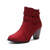 35-43 Large Size Autumn and Winter New Frosted Martin Boots Women's Belt Buckle Coarse Heel Boots
