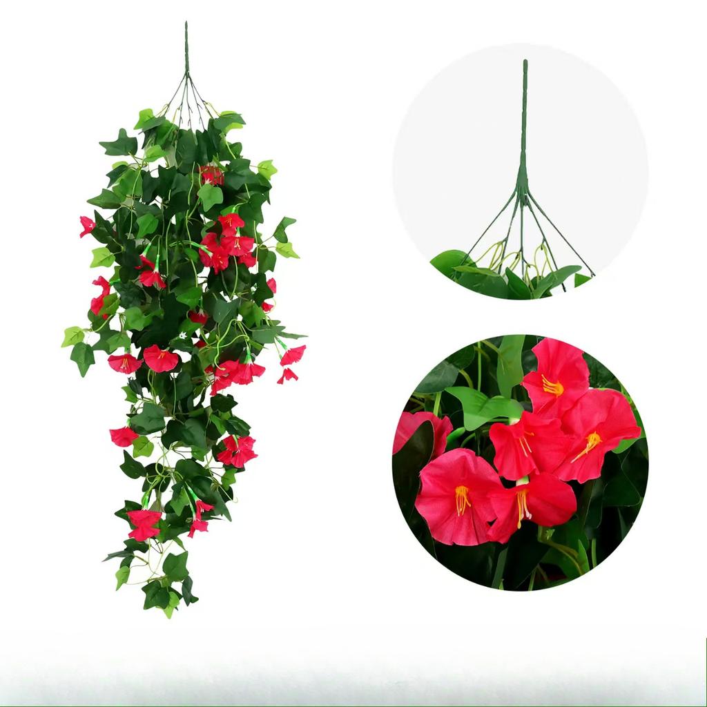 Искусственные Поддельные Подвесные Цветы Растения Корзина для Весеннего Наружного Украшения, Устойчивый к УФ-лучам Искусственный Пластиковый Тканевый Цветок Ипомея Петуния