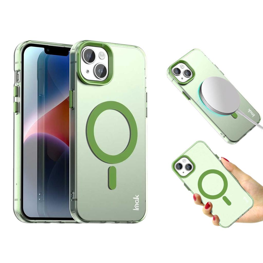 For iPhone 14 Plus Case Compatible with MagSafe Candy Color Anti Drop TPU+PET Back Cover