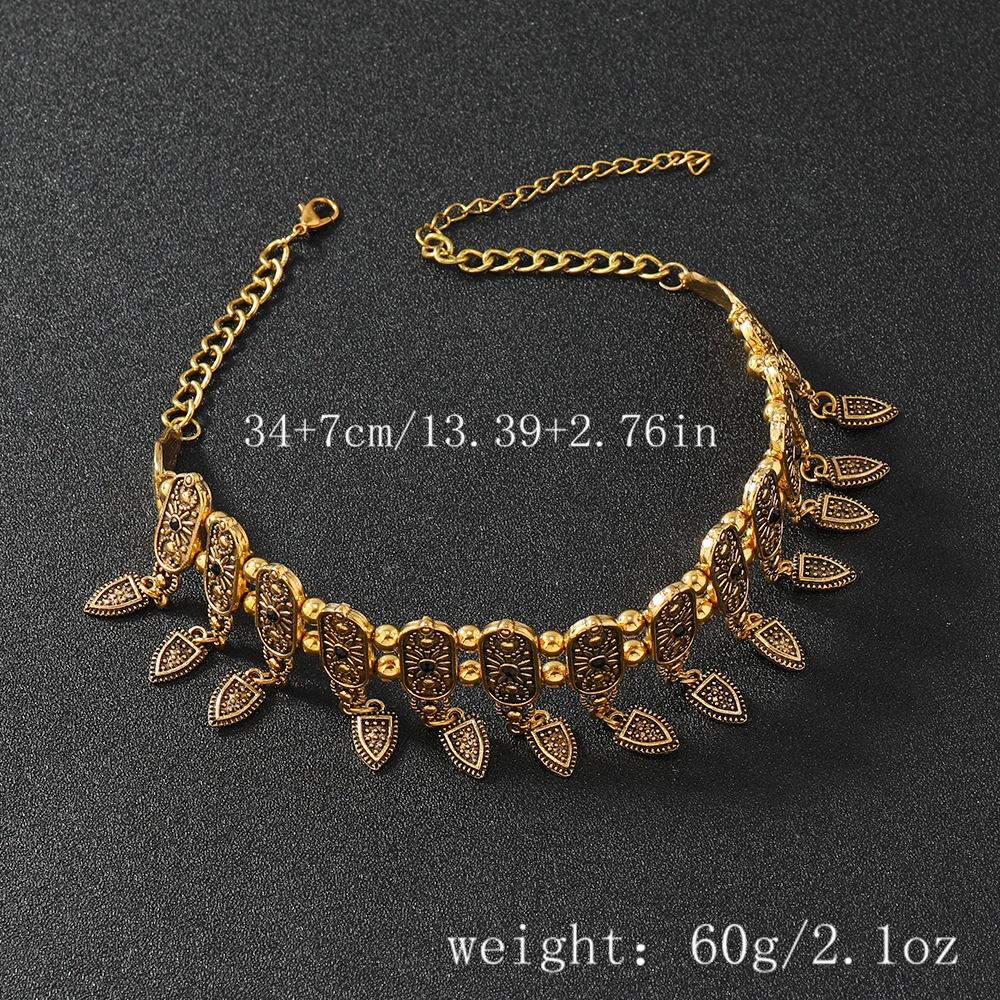 Ретро-цепочка для воротника со стразами в стиле бохо, ожерелье в этническом стиле, модные аксессуары для банкетного платья