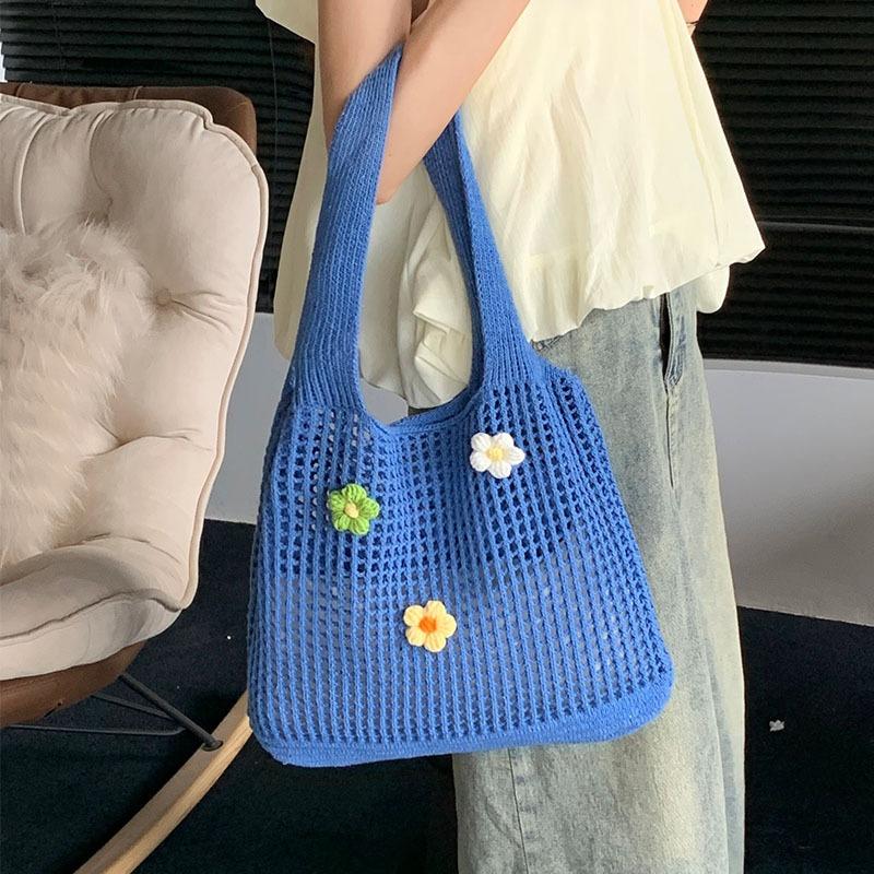 Женская сумка, плетеная вручную, вязаная сумка, простая, выдолбленная, сумка через плечо