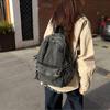 Japanese Style Denim Backpack Street Style Solid Crossbody Bag Portable Vintage Handbag  Travel