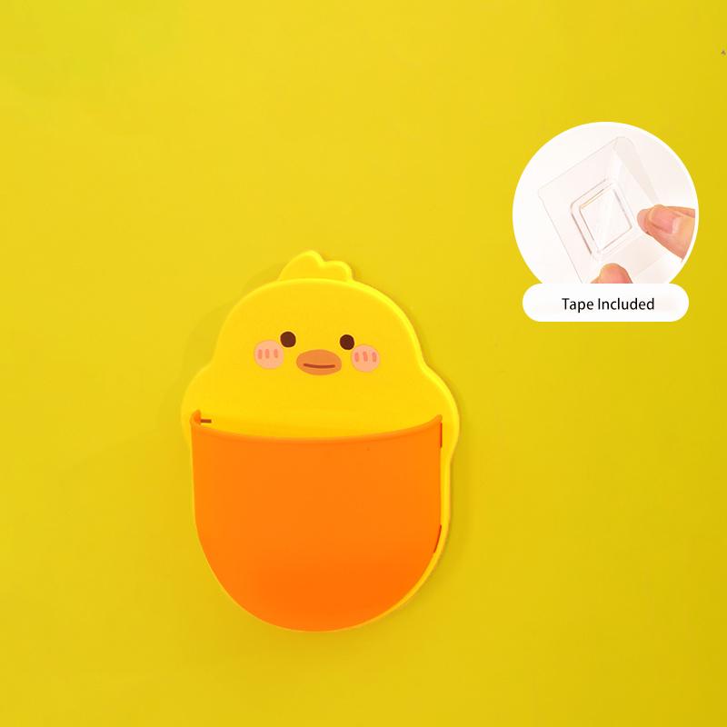 Cartoon Self-adhesive Wall Mount Pen Pencil Holder, Markers Writing Storage, Desktop Organizer, Cute, 1 Pc