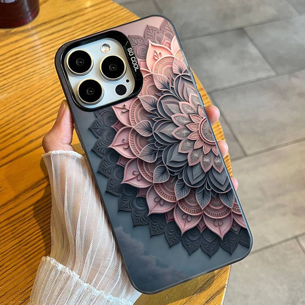Художественные Цветы HD Печать Чехол для Телефона Для iPhone 16 17 15 14 12 13 Pro Max Черный Цвет Ударопрочный Чехол