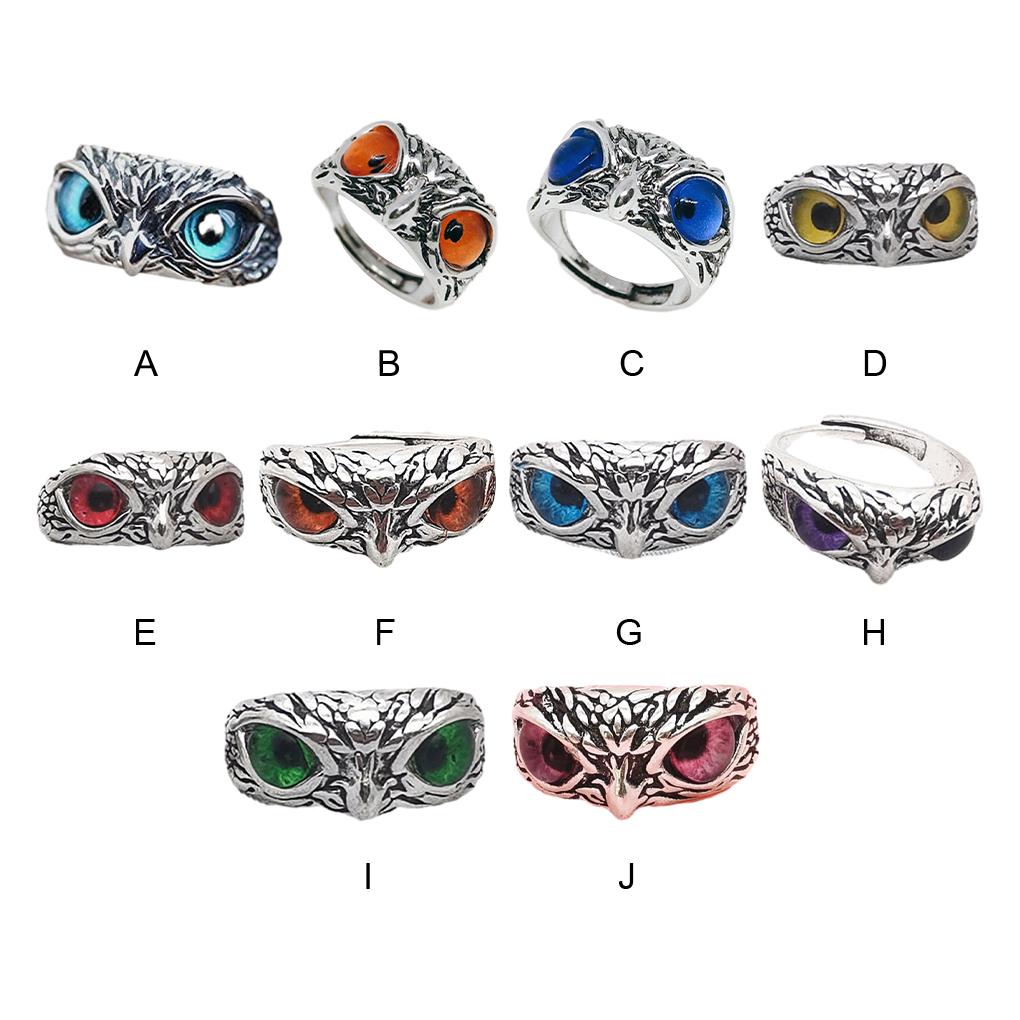 Кольцо Сова с глазом из нержавеющей стали, из сплава, регулируемого размера, кольцо с глазом, для вечеринки, повседневное, с металлическим блеском
