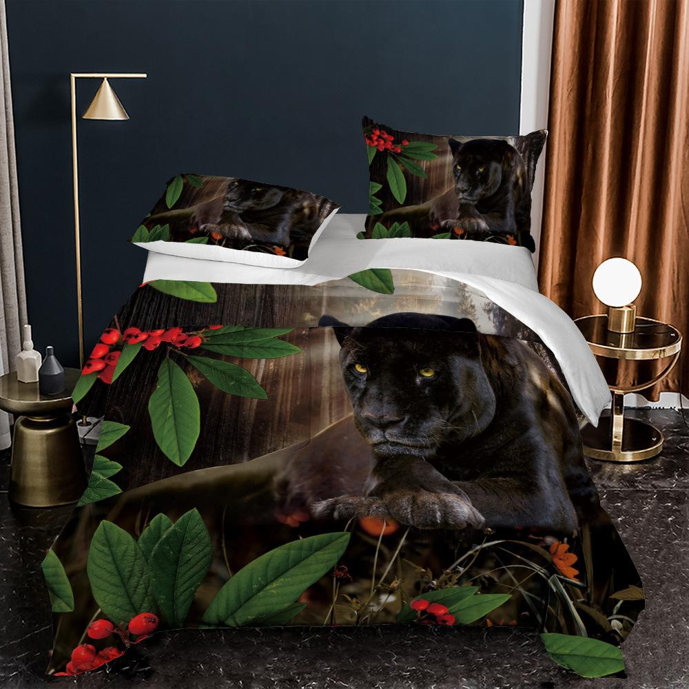 Kemila King of the Forest Tiger Leopard 3D пододеяльник и наволочка, комплект двуспального постельного белья, цифровая печать