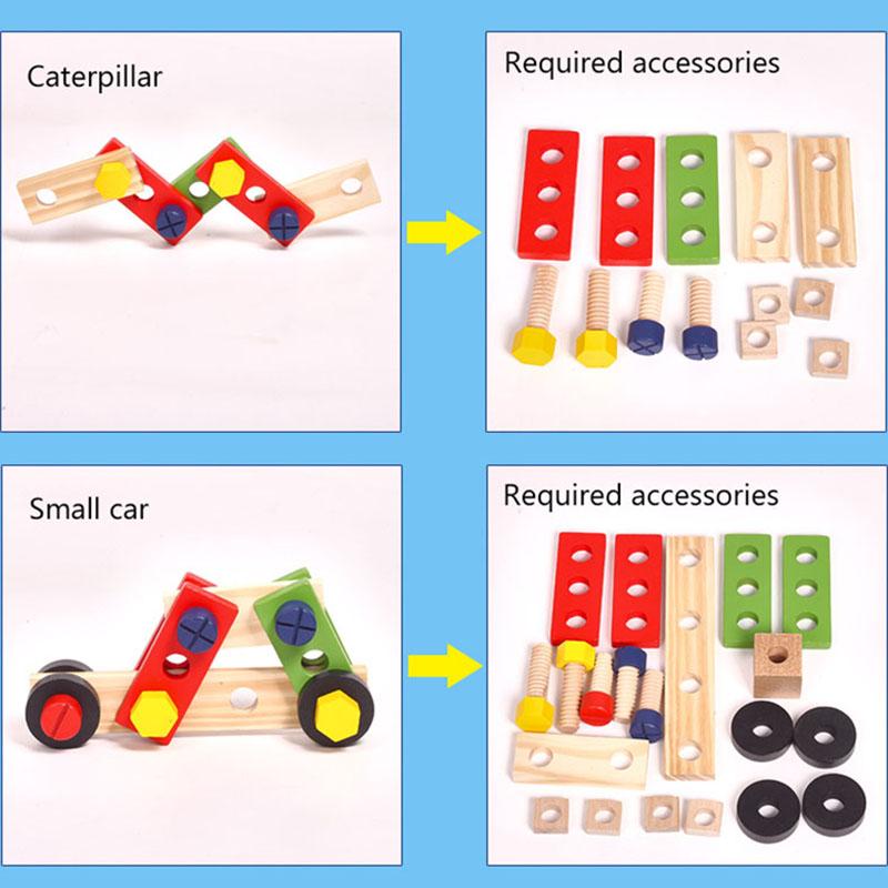 Kids Wooden Toolbox Montessori Pretend Play Tool Children Nut Screw Assembly Simulation Repair Carpenter Educational Puzzle Toy