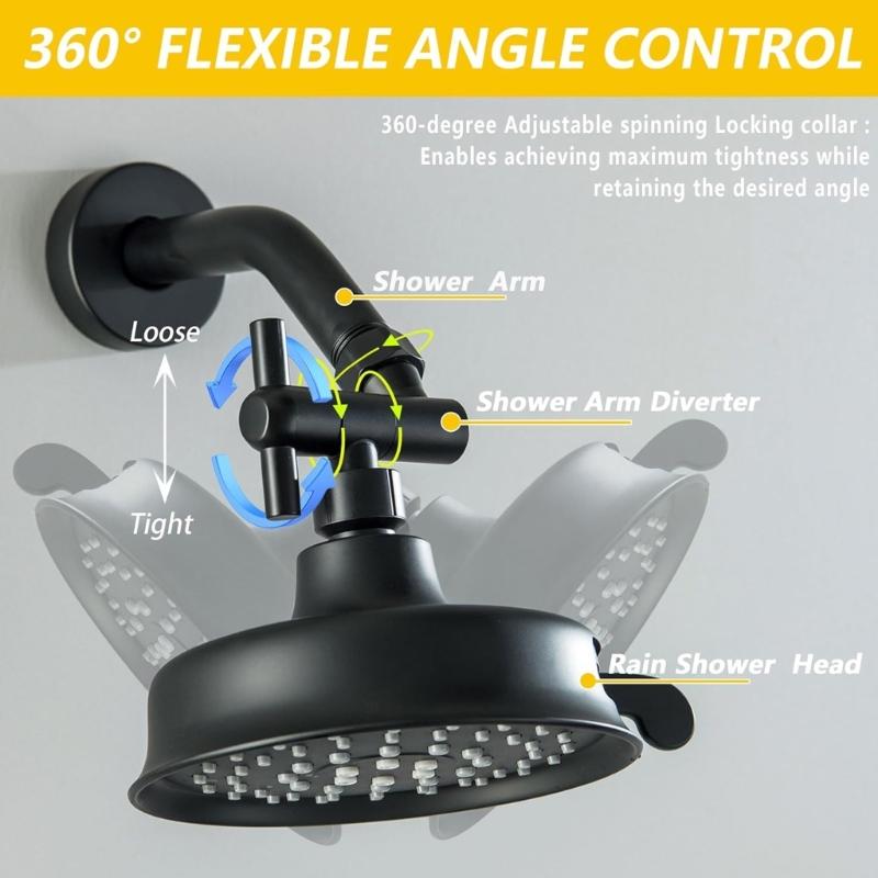 Adjust Shower Arm Extension 360 Degree Rotatable All Metal Adapters Universal 1/2 Thread Space Saving for Bathroom