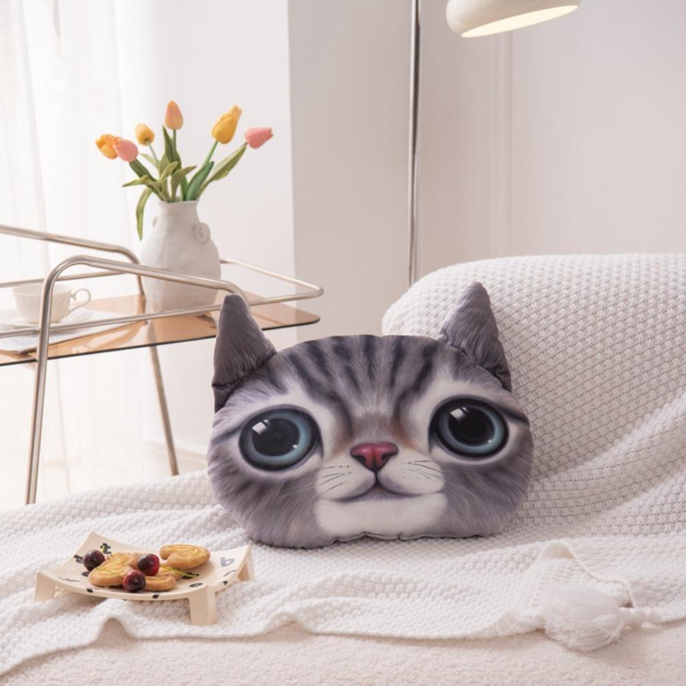 Realistic Cat Dog Head Pillow Cushion 3D 40CM Car Seat Cushion Multipurpose