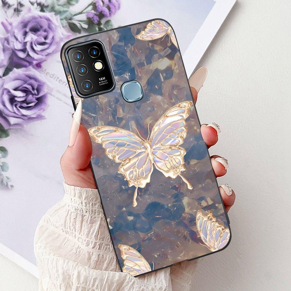 Для Infinix Hot 10 Чехол Силиконовый Милый Кот Модные Цветы Роскошная Расписная Задняя Крышка Для Чехла Телефона Inifnix Hot 10 X682B X682C