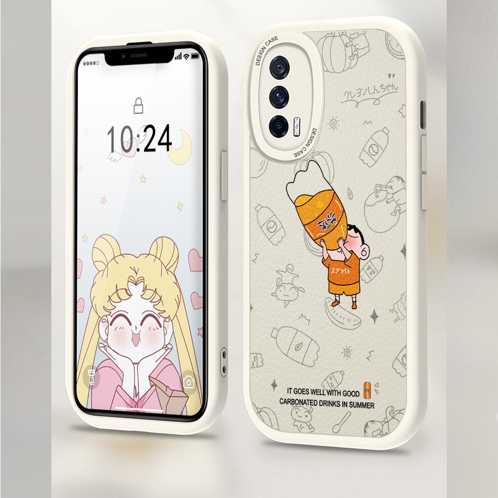 Slim Creative Cartoon Crayon Shin-chan Leather Back Casing PU Leather Cover Phone Case for OPPO Reno Realme OnePlus