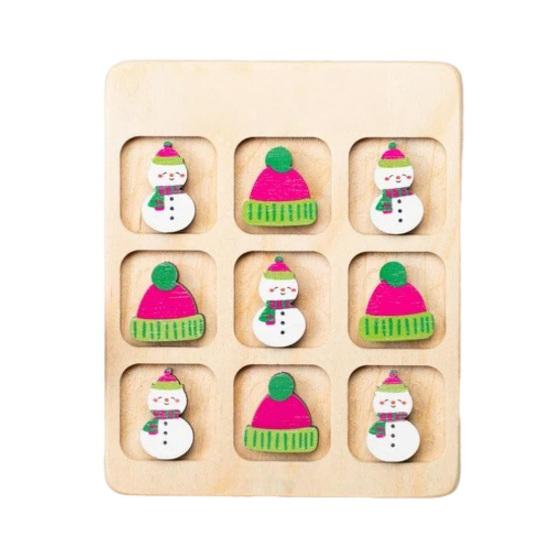 Christmas Wooden Board Game Santa Snowman Reindeer Tree Pieces 2 Player Mini Chess Board Puzzle Toy Party Classical Strategic Tabletop Game