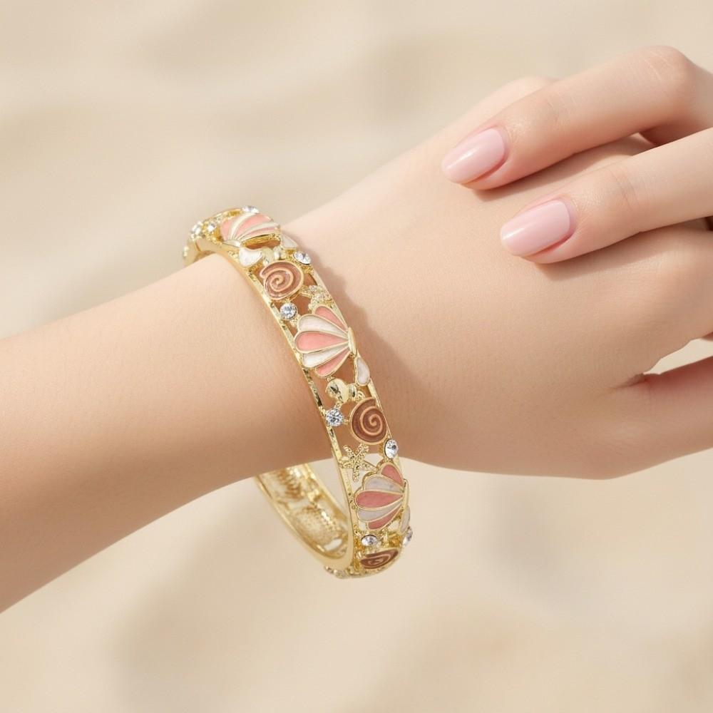 Rhinestone Vintage Cloisonne Bangle Hollow Women's Hand Bracelet Gifts for Women Girl
